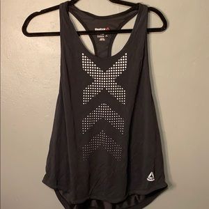 Black Reebok, mesh back, tank top